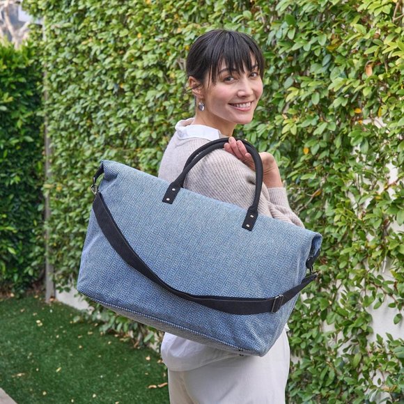 Lulu Dharma Black‎ White Plaid Frasier Weekender Travel  carry on NEW - Picture 3 of 9